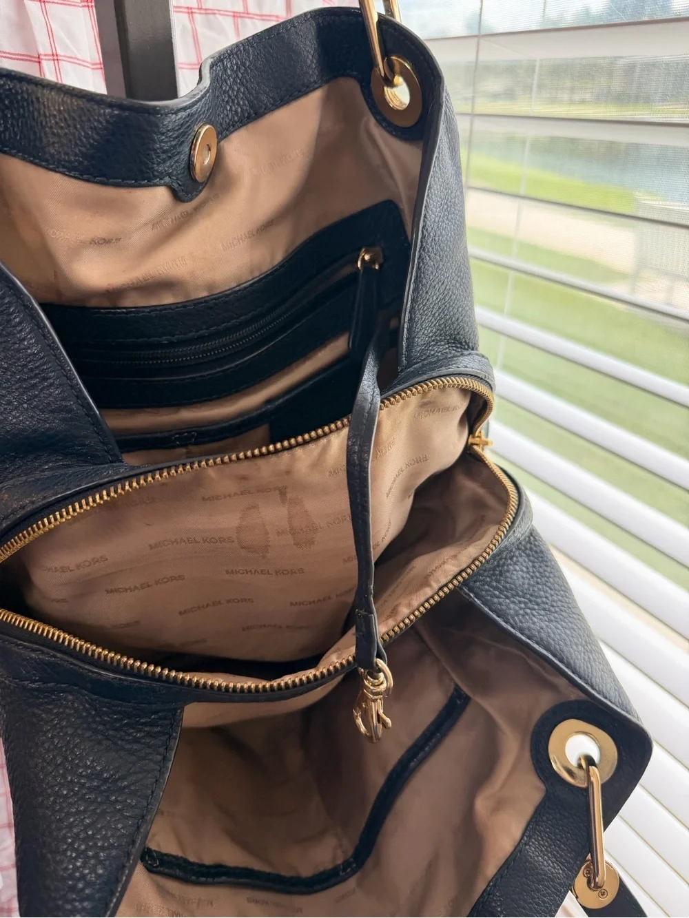 MICHAEL MICHAEL KORS | Kensington Navy Leather Tote Bag